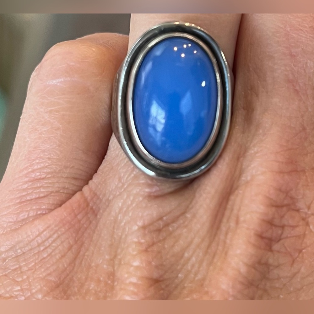 Vintage .925 Sterling Silver Ring With Blue Stone Size 7 - 7.25 Beautiful - Picture 2 of 4
